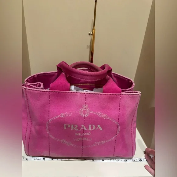 Prada Pink Canapa Canvas Tote Bag